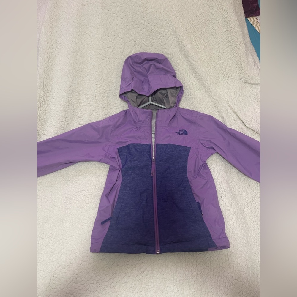 THE NORTH FACE Full Zip Up Purple Hooded Rain Jacket Girl's Size XS (6)